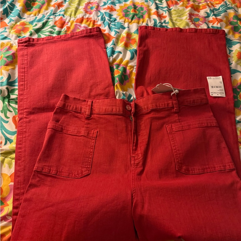 FRAME Le Slim Palazzo Wide-Leg Pants in Red sz32 - Picture 2 of 3